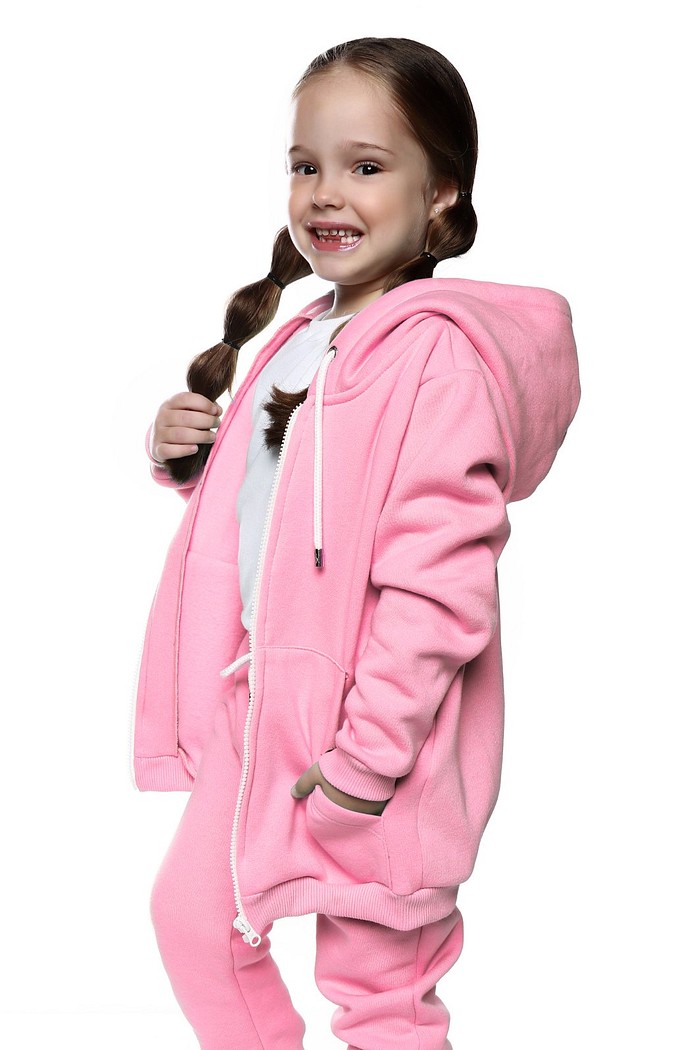Casaco Infantil Moletom Felpado Zíper e Capuz Rosa