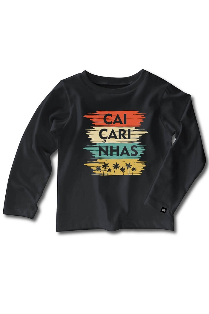 Camiseta Infantil ML Preto Caiçarinhas