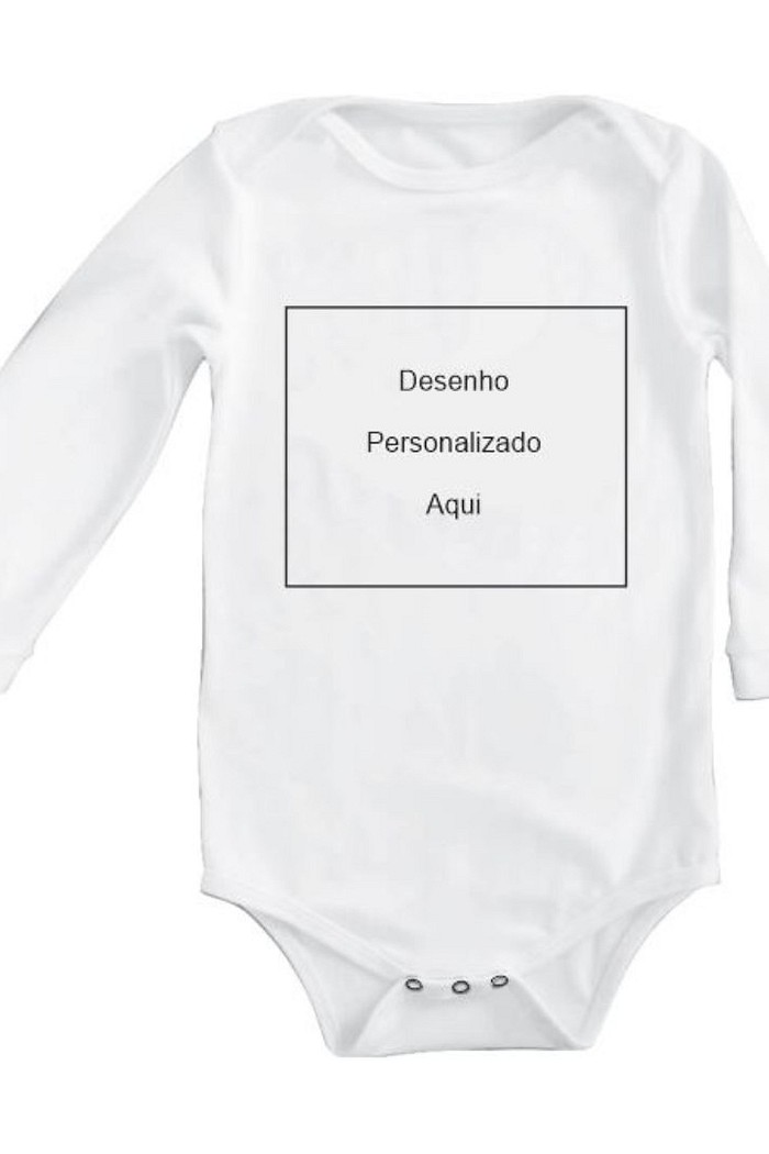 Body Bebê Manga Longa Off White Personalizado