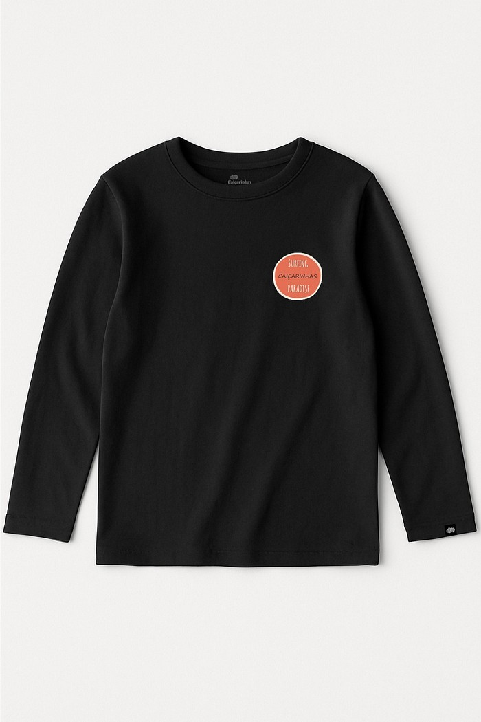 Camiseta Infantil ML Preto Surf Paradise