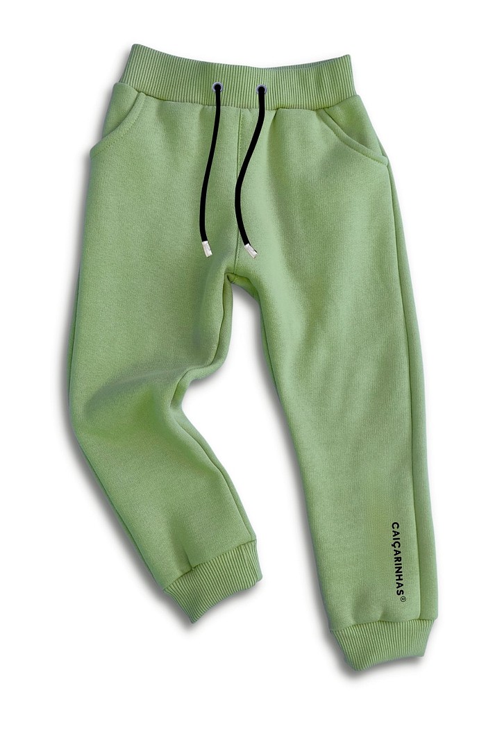 Calça Infantil Jogger Verde Oliva Caiçarinhas com Ajuste na Cintura e Moletom Flanelado