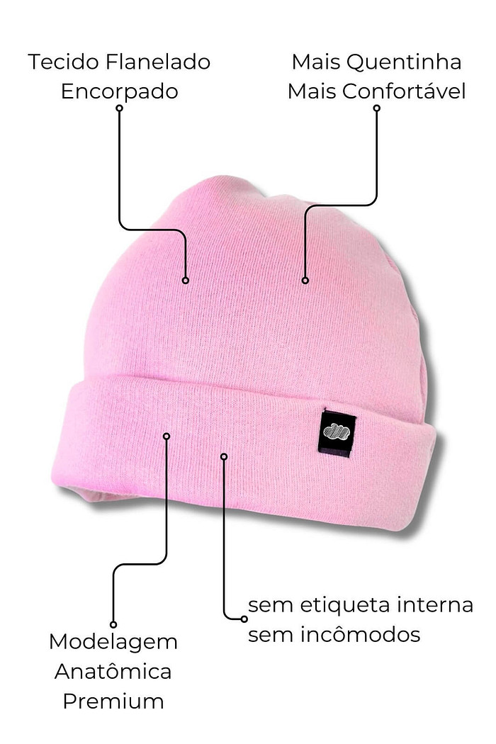 Touca Gorro Infantil Flanelada Moletom Rosa Tutti Frutti