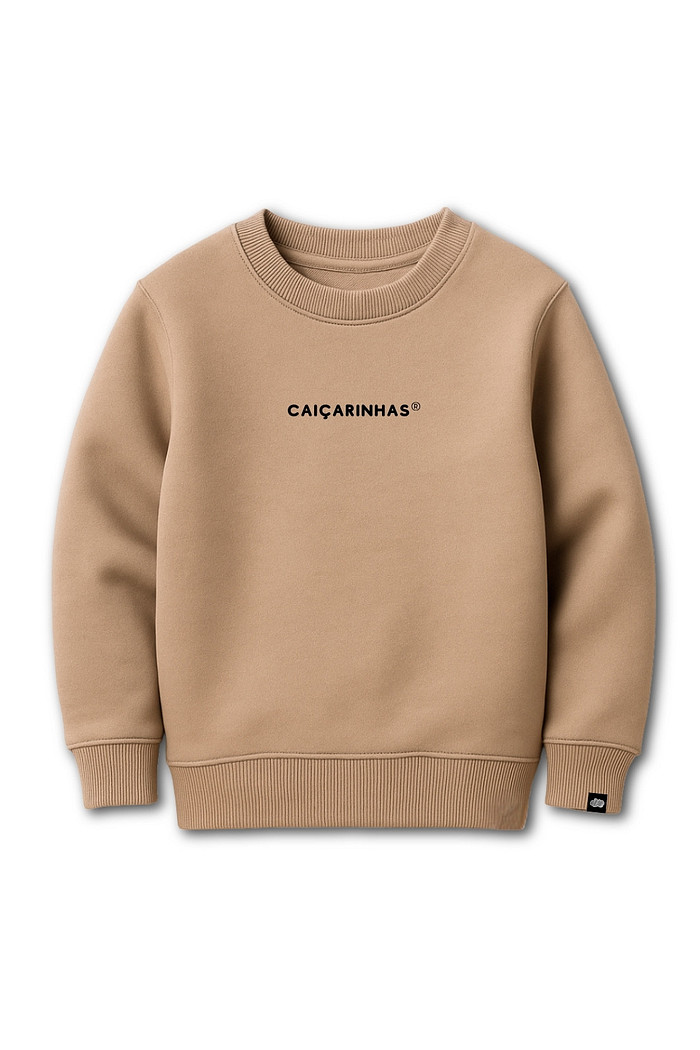 Kit Caiçarinhas® Moletom Confortável Infantil Blusão + Calça Cor Camelo