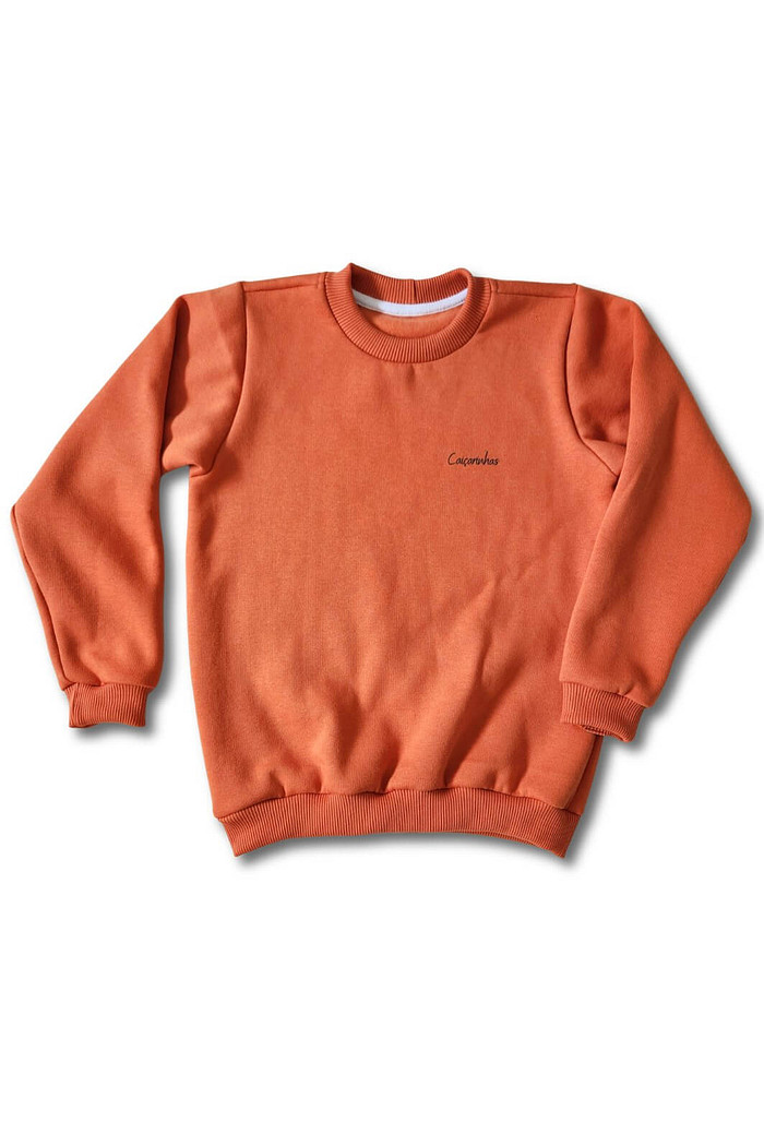Blusão Infantil Moletom Felpado Terra Cota Básico Caiçarinhas