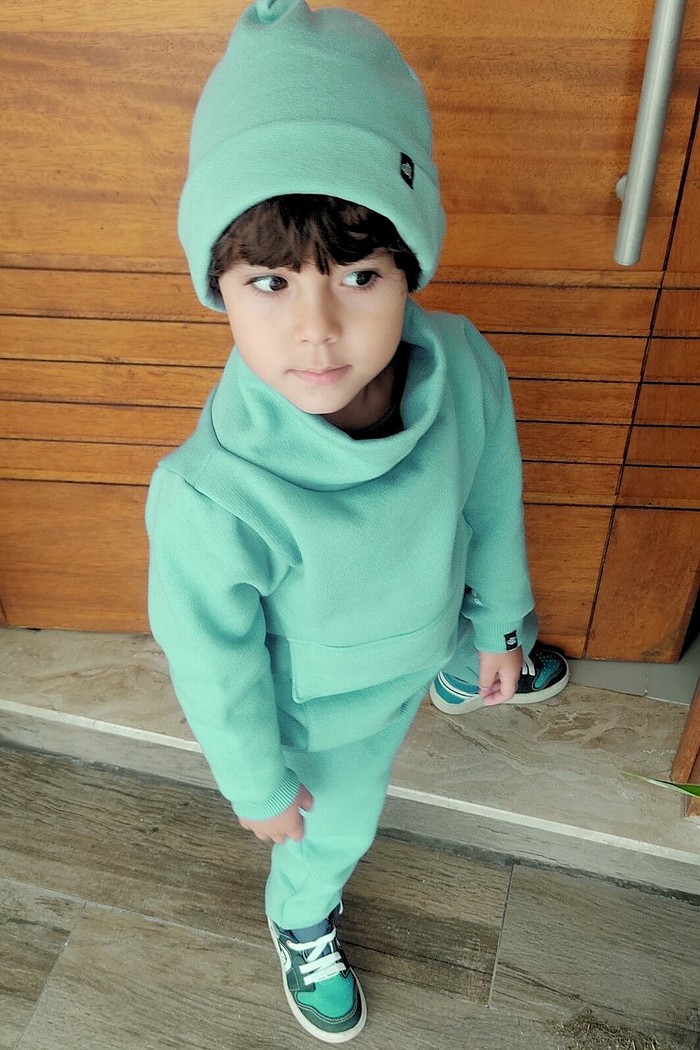 Casaco Moletom Infantil Gola Alta Verde Menta Moletom Flanelado