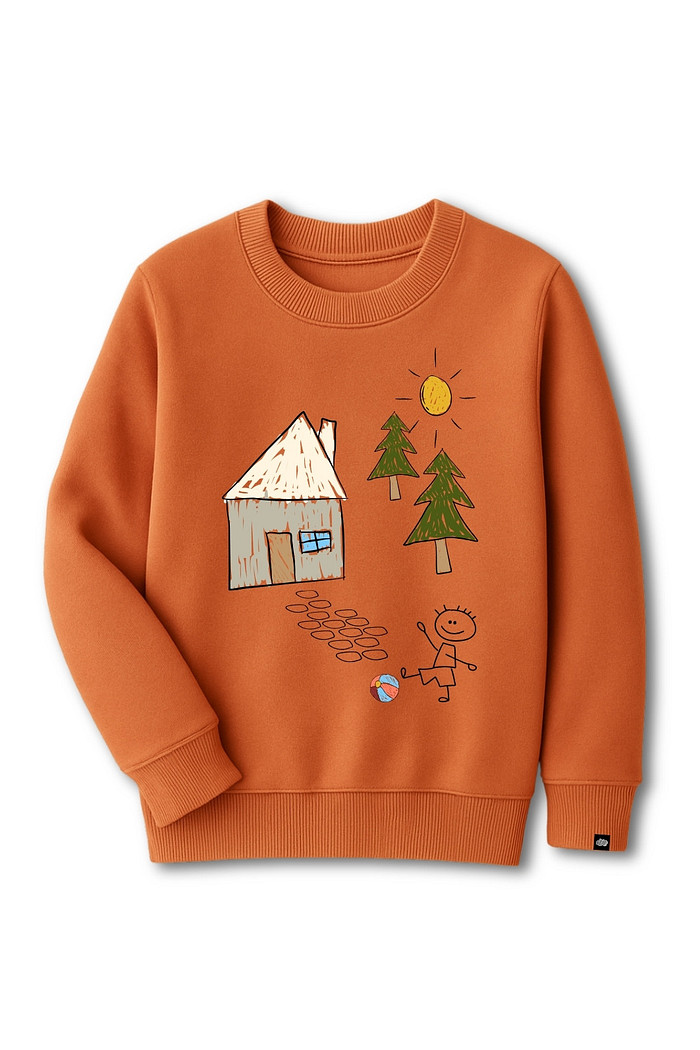 Blusão Infantil Moletom Felpado Terra Cota Criança na Floresta