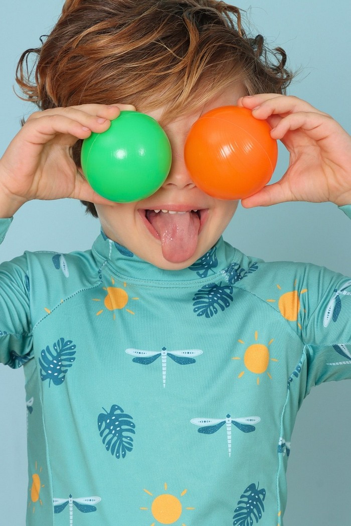 Camisa + Sunga Proteção UV50+ Confortável Verde Libélulas