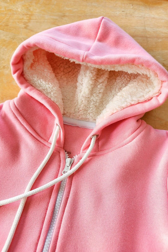 Casaco Infantil Moletom Felpado Zíper e Capuz Rosa