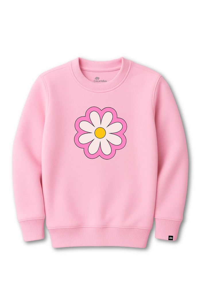 Blusão Infantil Moletom Felpado Rosa Margarida