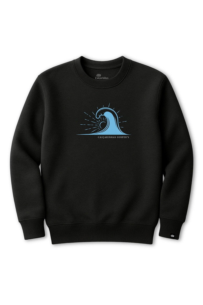 Blusão Infantil Moletom Felpado Preto Onda Surfers