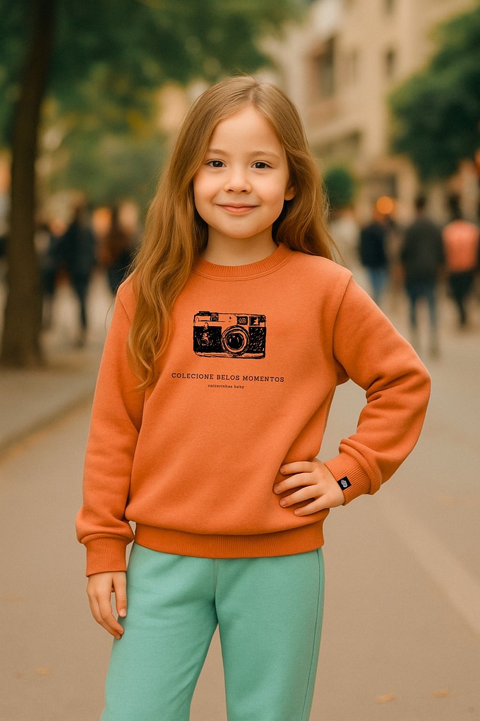 Blusão Infantil Moletom Felpado Terra Cota Colecione belos momentos