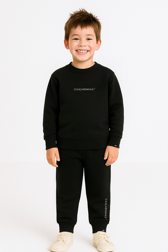 Blusão Infantil Moletom Felpado quentinho Preto Caiçarinhas ®
