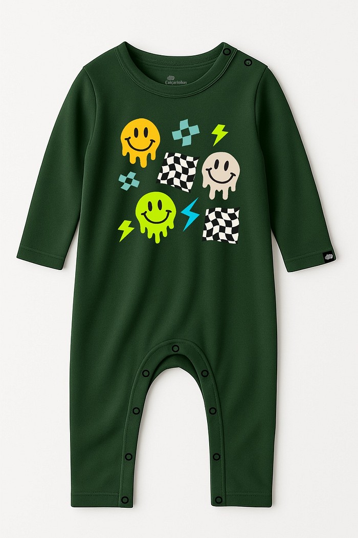 Macacão Longo Manga Longa Verde Escuro Smiles