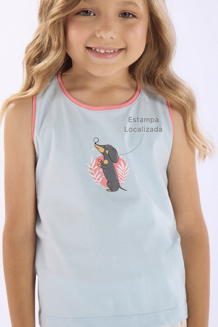 PIJAMA REGATA EM MEIA MALHA COM SHORTS EM MALHA ROTATIVA FEMININO 