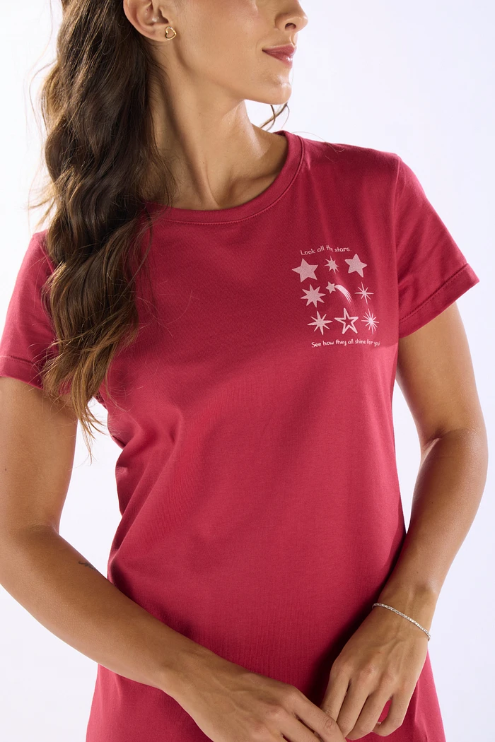 SLEEP T-SHIRT EM MEIA MALHA FEMININO 