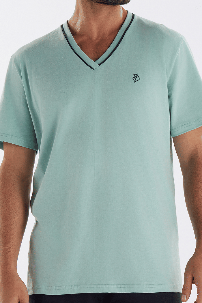 PIJAMA MEIA MANGA COM CALCA EM MEIA MALHA MASCULINO 