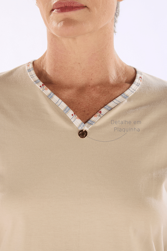 PIJAMA MEIA MANGA EM MEIA MALHA COM BERMUDA EM MALHA ROTATIVA FEMININO 