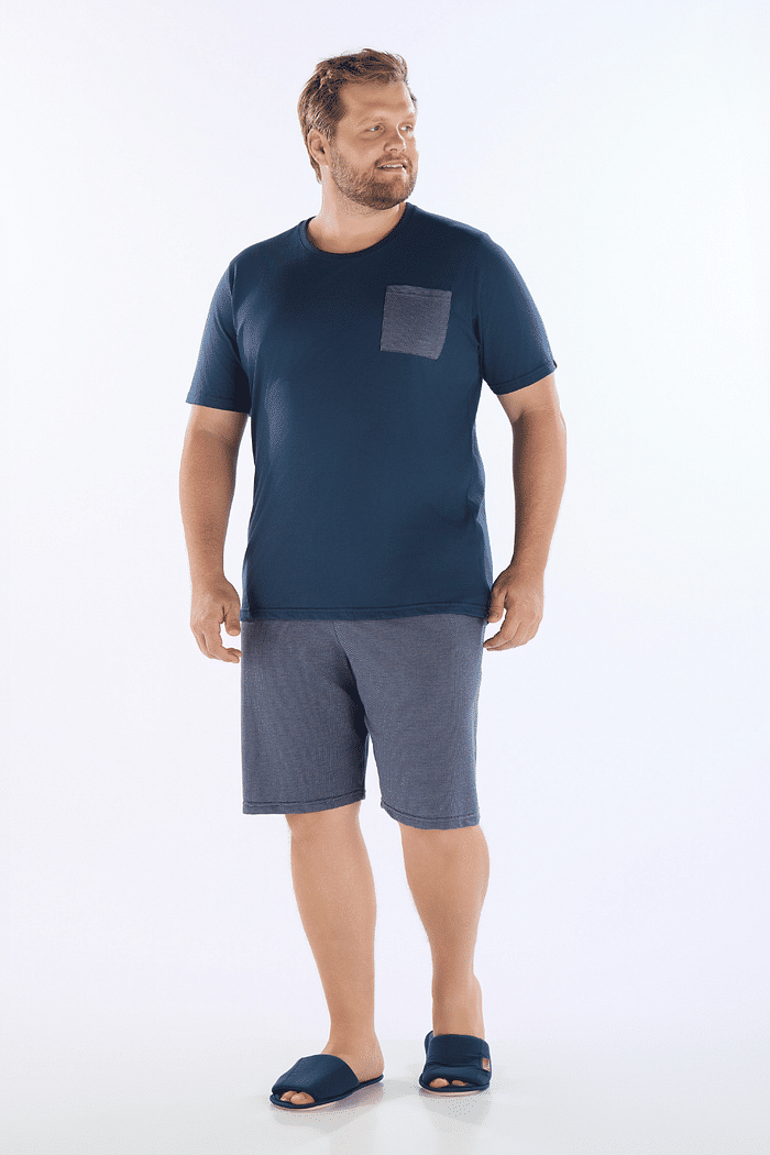PIJAMA MEIA MANGA EM MEIA MALHA COM BERMUDA EM MALHA MALBEC MASCULINO