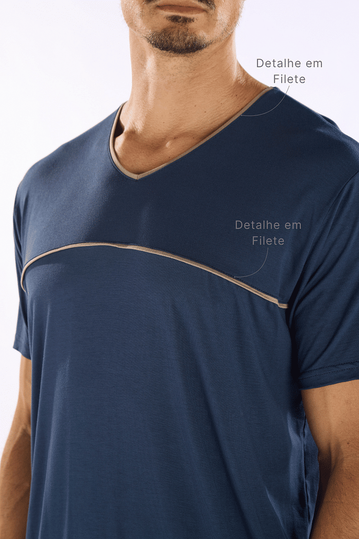 PIJAMA MEIA MANGA COM BERMUDA EM VISCOLYCRA MASCULINO 