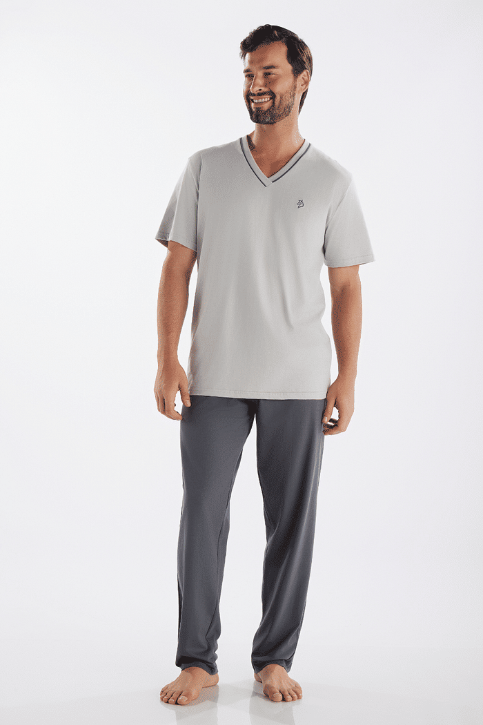 PIJAMA MEIA MANGA COM CALCA EM MEIA MALHA MASCULINO 