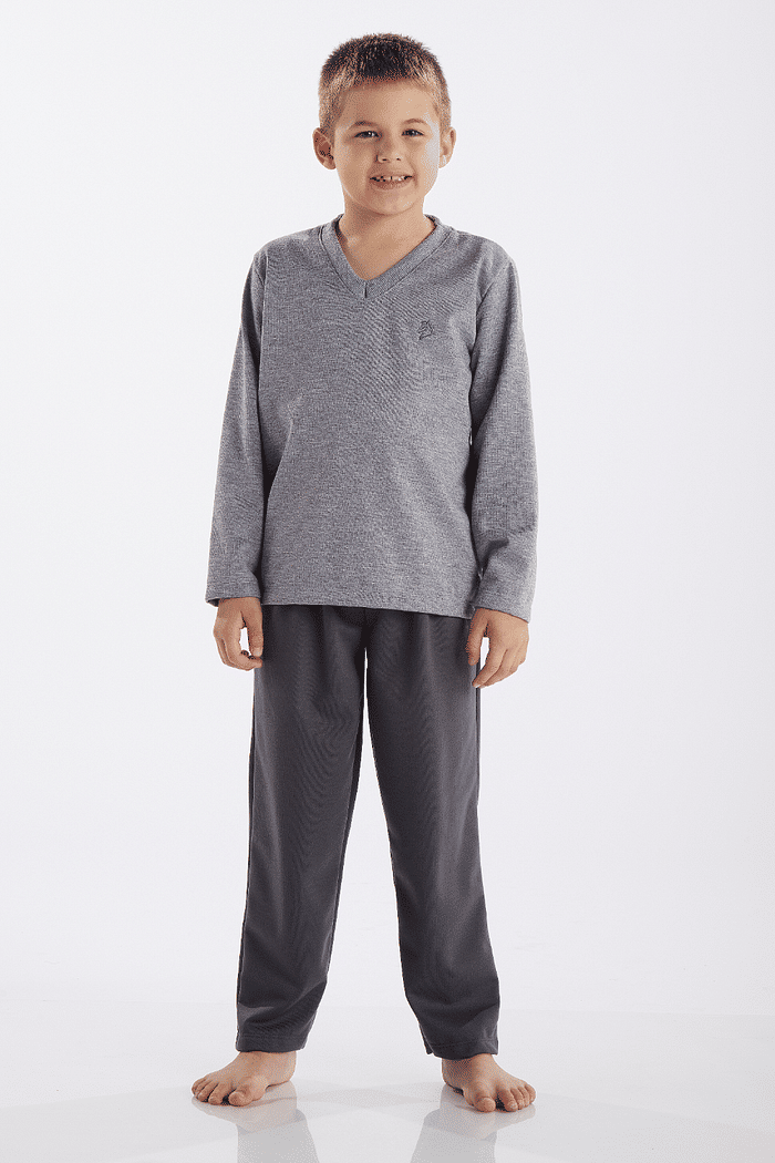 PIJAMA MANGA LONGA DECOTE V COM CALCA EM MOLETINHO MASCULINO