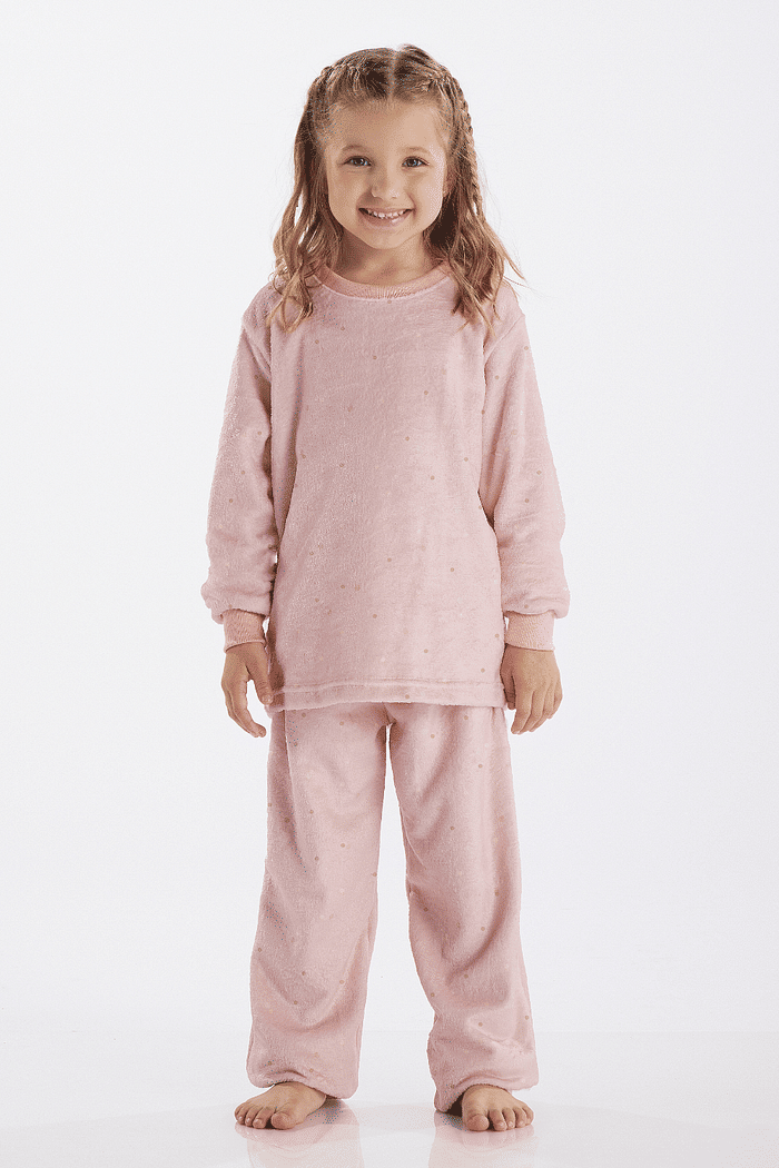PIJAMA MANGA LONGA COM CALCA EM FLEECE ROTATIVO FEMININO