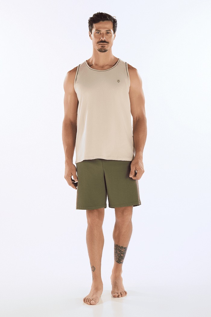 PIJAMA REGATA COM BERMUDA EM MEIA MALHA MASCULINO 