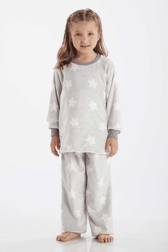 PIJAMA MANGA LONGA COM CALCA EM FLEECE ROTATIVO FEMININO