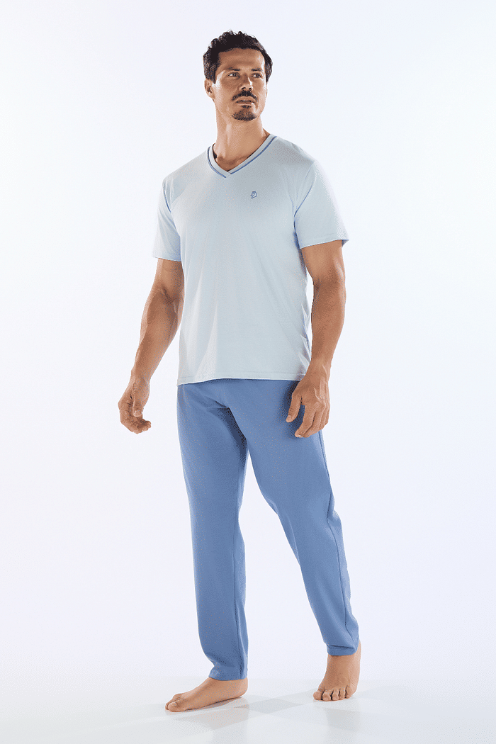 PIJAMA MEIA MANGA COM CALCA EM MEIA MALHA MASCULINO 