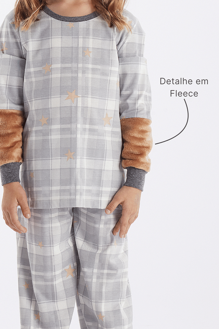 PIJAMA MANGA LONGA COM CALCA EM MALHA ROTATIVA FEMININO