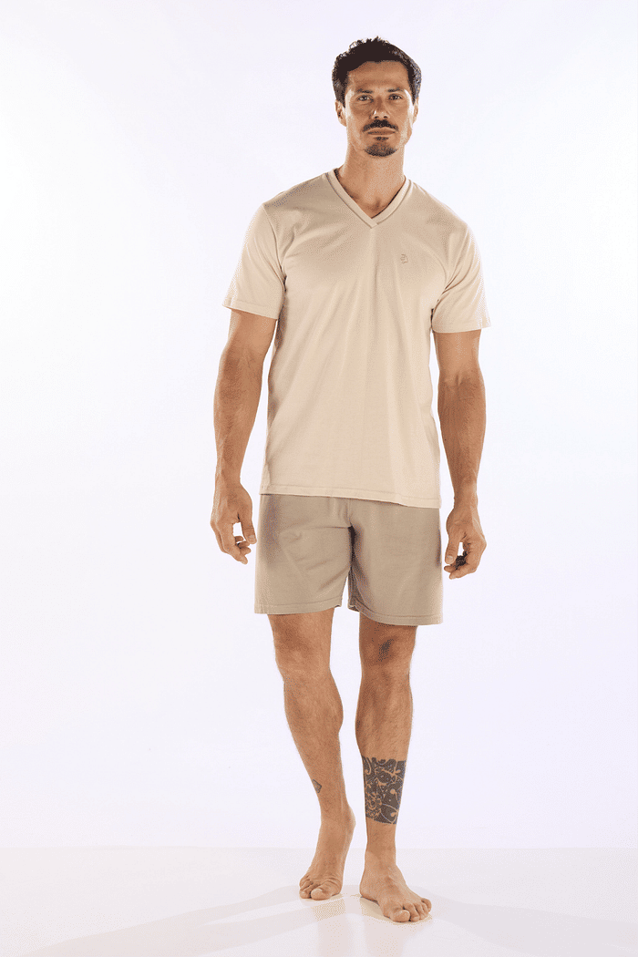 PIJAMA MEIA MANGA COM BERMUDA EM MEIA MALHA MASCULINO 