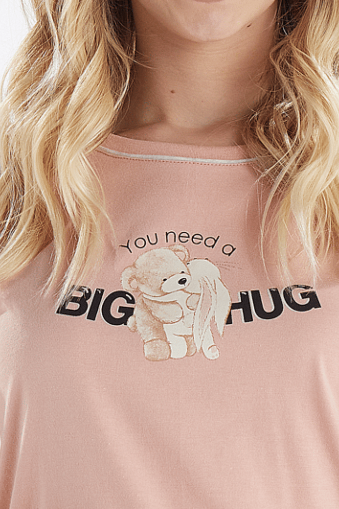 PIJAMA MANGA LONGA EM MEIA MALHA COM CALCA EM MALHA ROTATIVA FEMININO