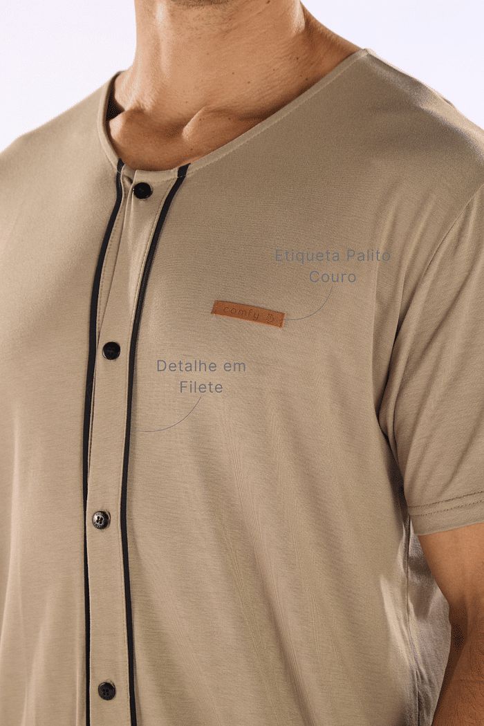 PIJAMA MEIA MANGA ABERTURA FRONTAL COM BERMUDA EM VISCOLYCRA MASCULINO 