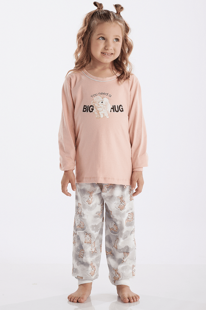 PIJAMA MANGA LONGA EM MEIA MALHA COM CALCA EM MALHA ROTATIVA FEMININO