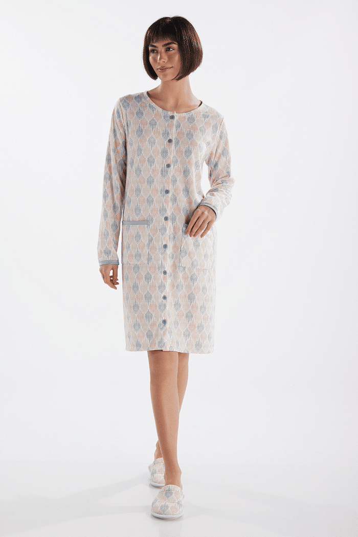 CAMISOLA MANGA LONGA ABERTURA FRONTAL EM MOLETINHO ROTATIVO FEMININO 