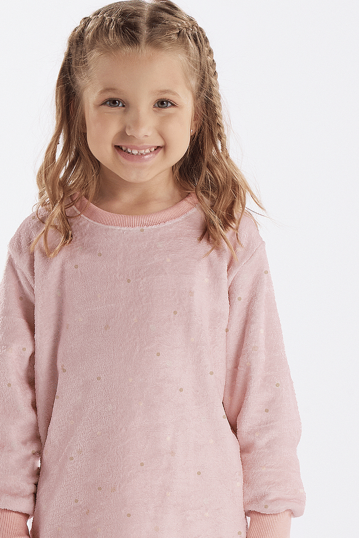 PIJAMA MANGA LONGA COM CALCA EM FLEECE ROTATIVO FEMININO