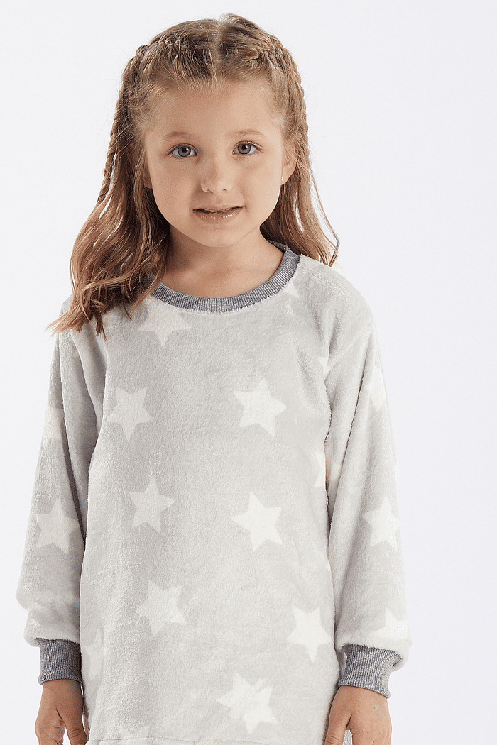 PIJAMA MANGA LONGA COM CALCA EM FLEECE ROTATIVO FEMININO
