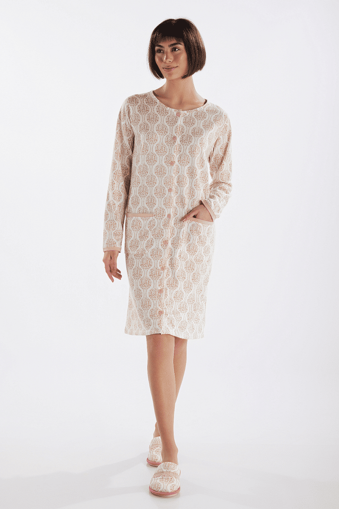 CAMISOLA MANGA LONGA ABERTURA FRONTAL EM MOLETINHO ROTATIVO FEMININO 