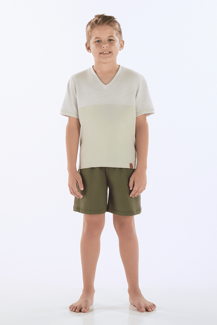 PIJAMA MEIA MANGA COM BERMUDA EM MEIA MALHA MASCULINO