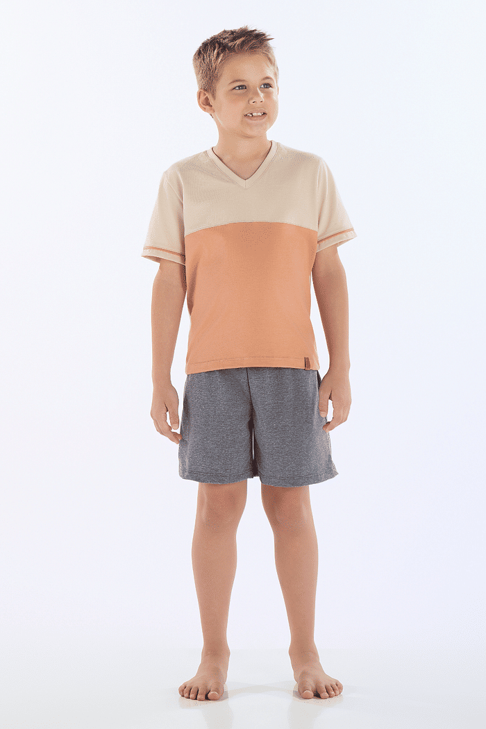 PIJAMA MEIA MANGA COM BERMUDA EM MEIA MALHA MASCULINO