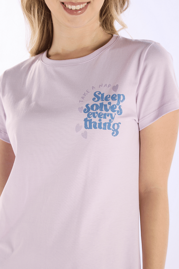 SLEEP T-SHIRT EM MEIA MALHA FEMININO 