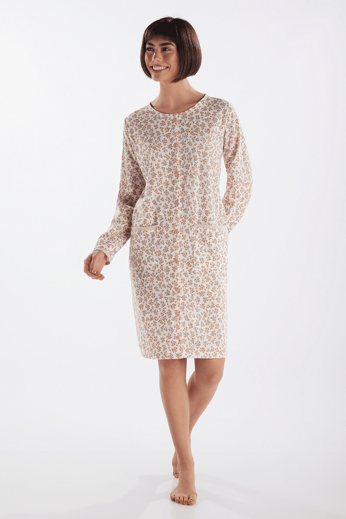 CAMISOLA MANGA LONGA ABERTURA FRONTAL EM MOLETINHO ROTATIVO FEMININO 