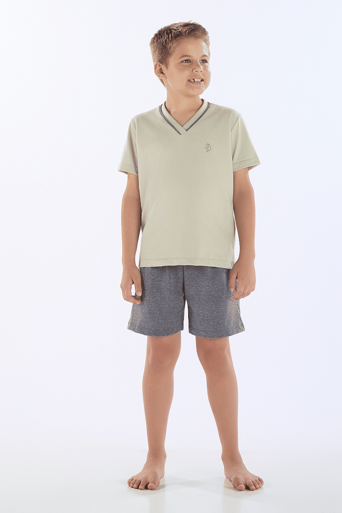 PIJAMA MEIA MANGA COM BERMUDA EM MEIA MALHA MASCULINO