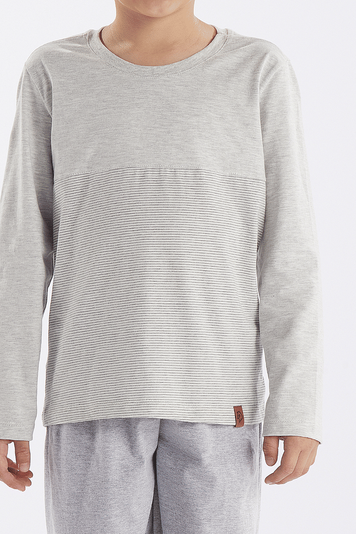 PIJAMA MANGA LONGA COM CALCA EM MEIA MALHA MASCULINO