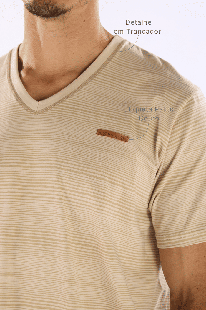 PIJAMA MEIA MANGA EM MALHA ROTATIVA COM BERMUDA EM MEIA MALHA MASCULINO 