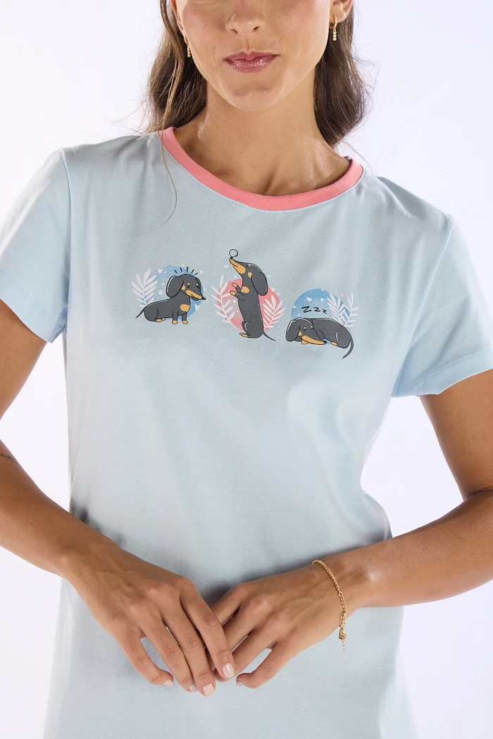 SLEEP T-SHIRT EM MEIA MALHA FEMININO 