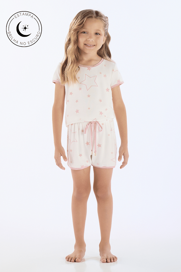 PIJAMA MEIA MANGA COM SHORTS EM VISCOLYCRA ROTATIVA FEMININO