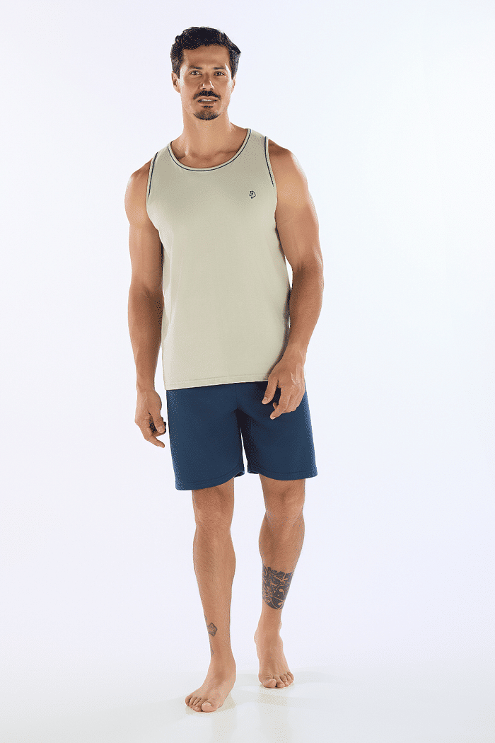PIJAMA REGATA COM BERMUDA EM MEIA MALHA MASCULINO 