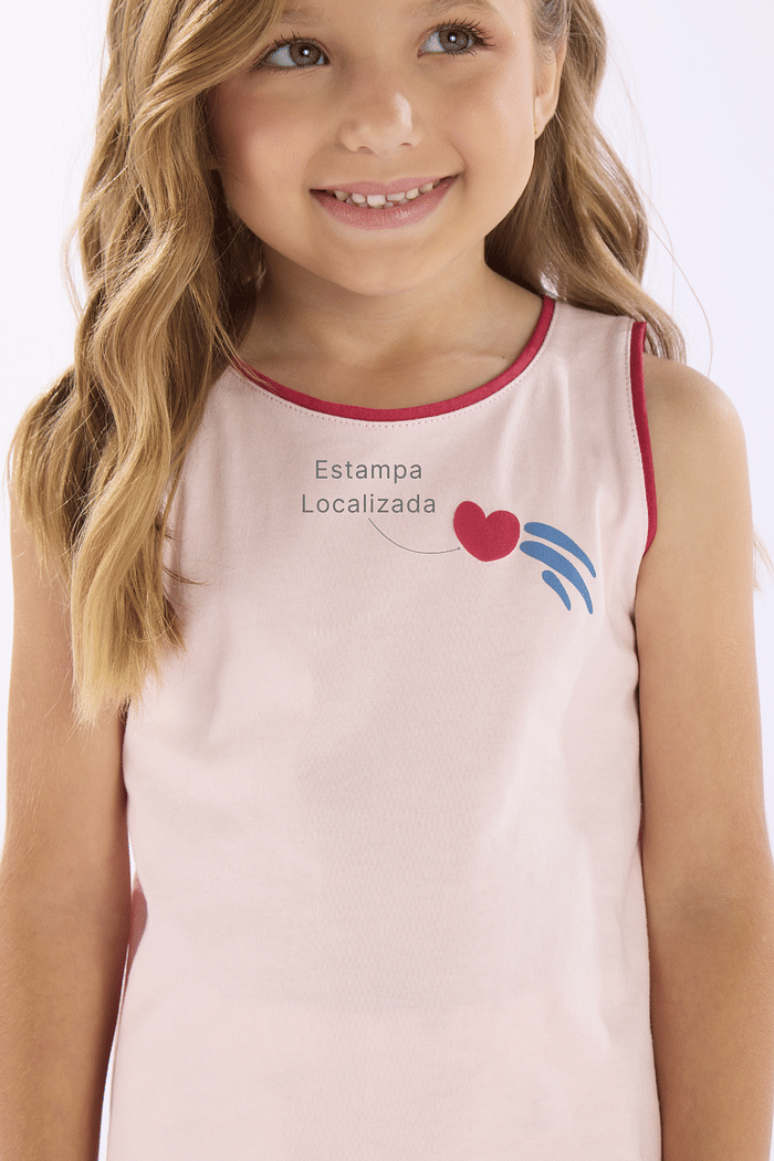 PIJAMA REGATA EM MEIA MALHA COM SHORTS EM MALHA ROTATIVA FEMININO 