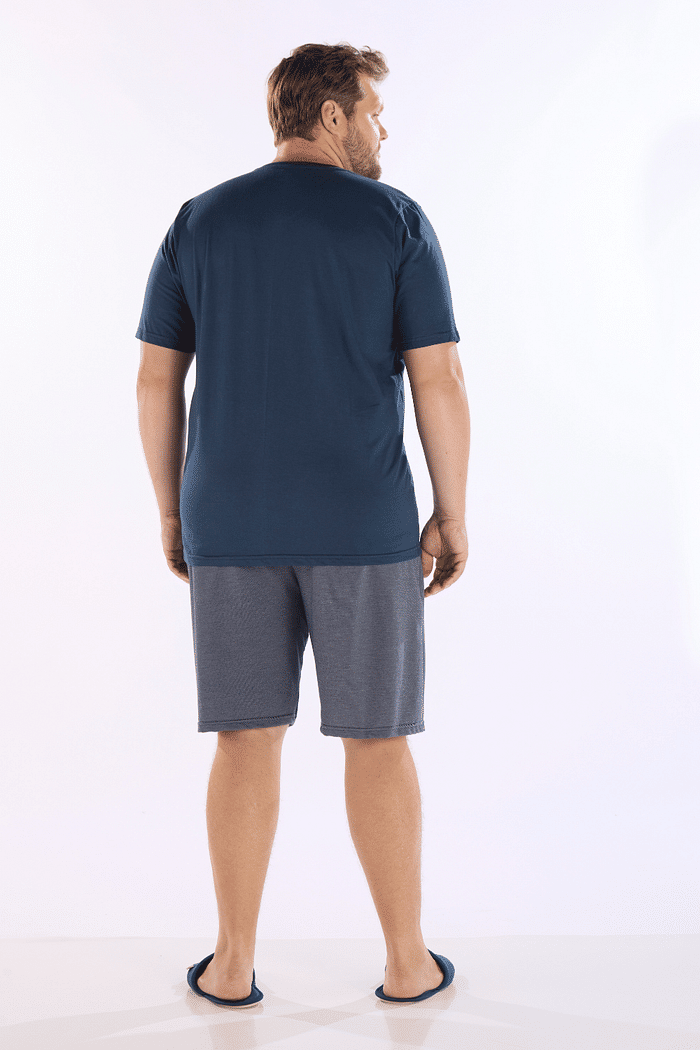 PIJAMA MEIA MANGA EM MEIA MALHA COM BERMUDA EM MALHA MALBEC MASCULINO